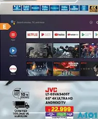 JVC LT-65VA3405T 65 İNÇ 4K ULTRA HD ANDROİD TV AKILLI TELEVİZYON
